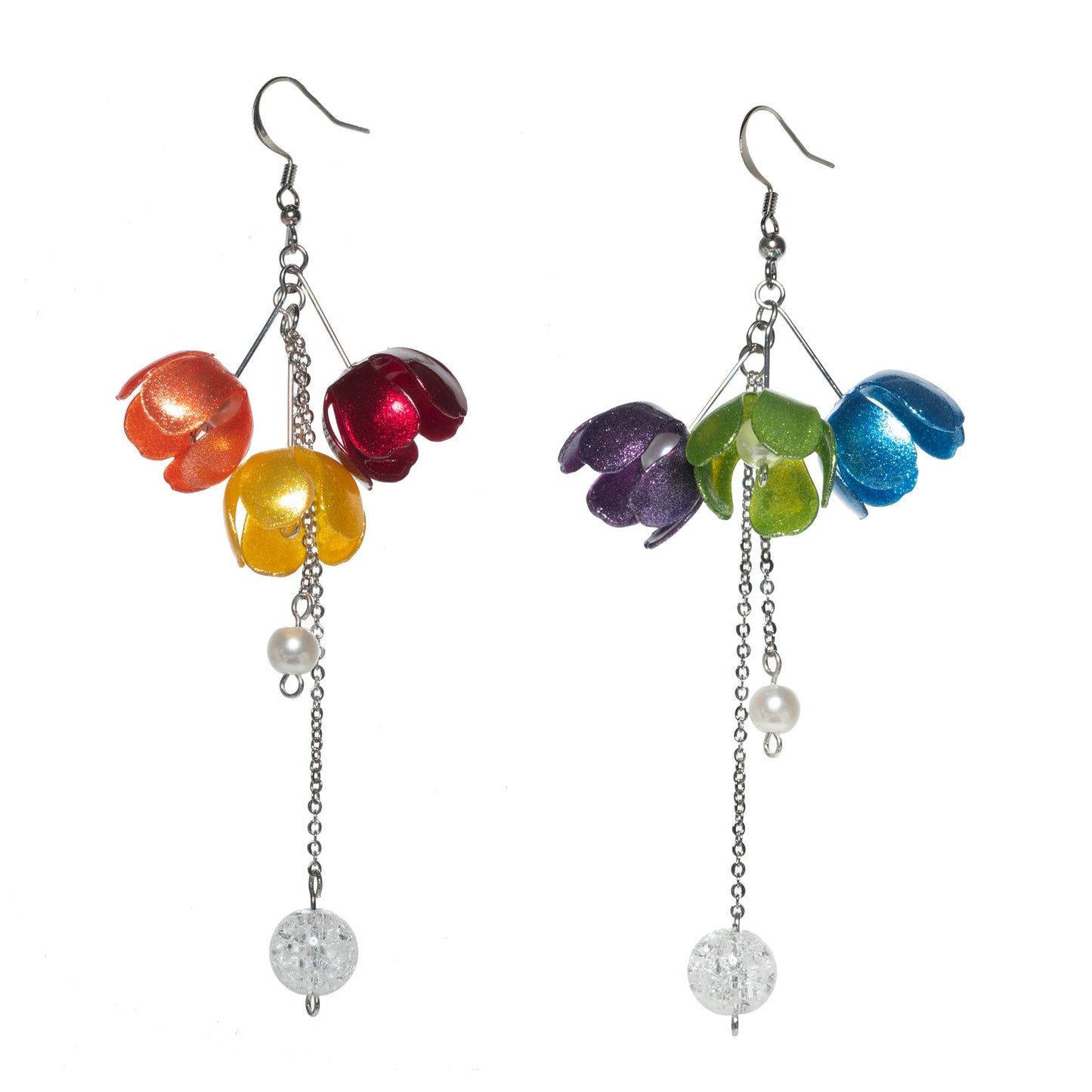 Upcycle With Jing - Triple-Flower Drop Earrings
