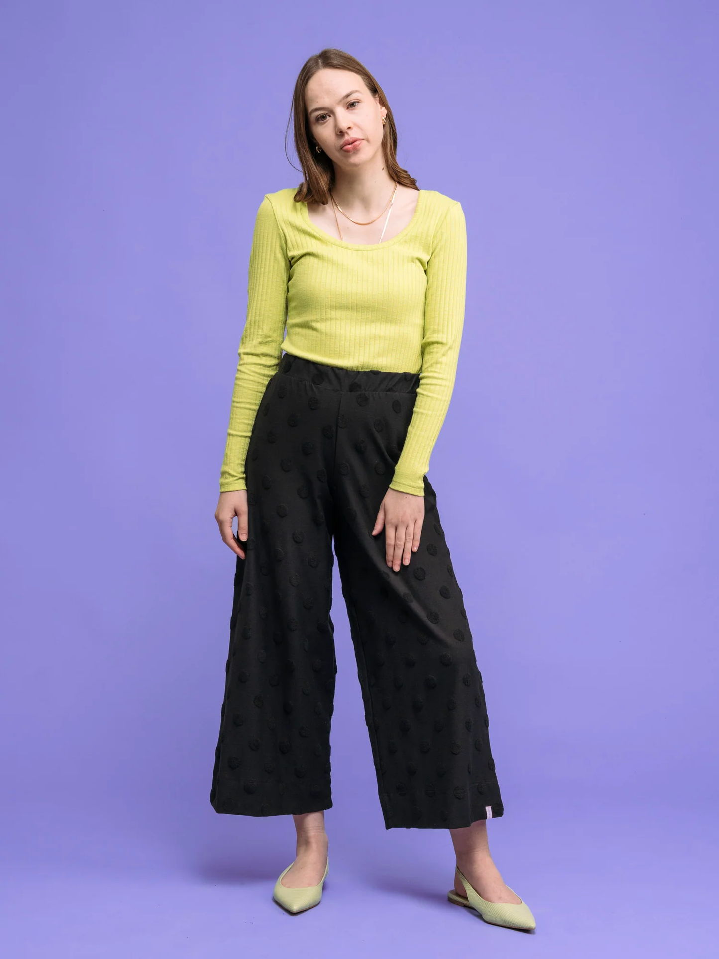 Aarre Alex Culottes Pants, Black Big Dot