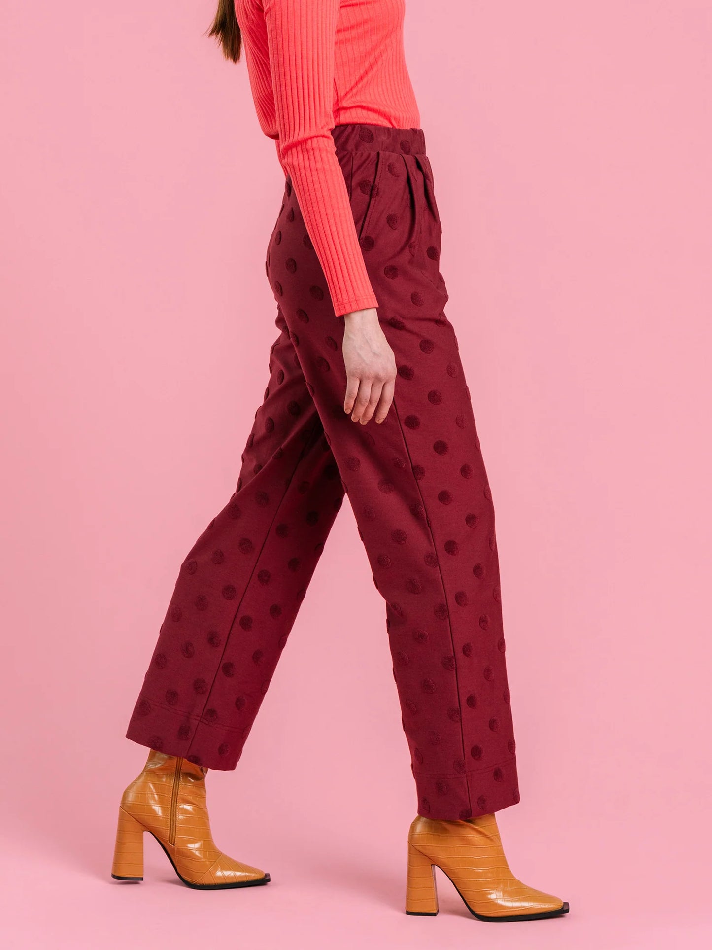 Aarre Jill Pants Wine Red Big Dot