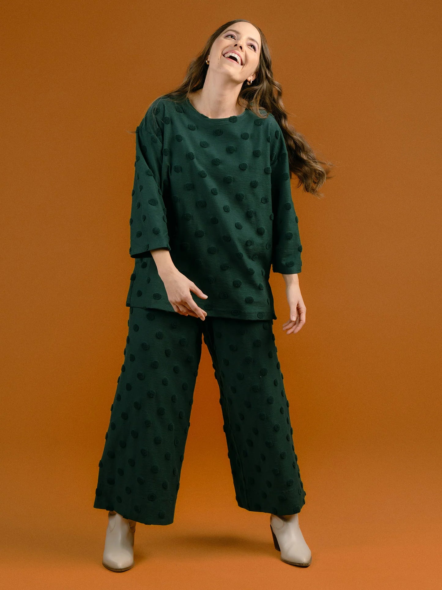 Aarre Alex Culottes Pants - Green Big Dot 