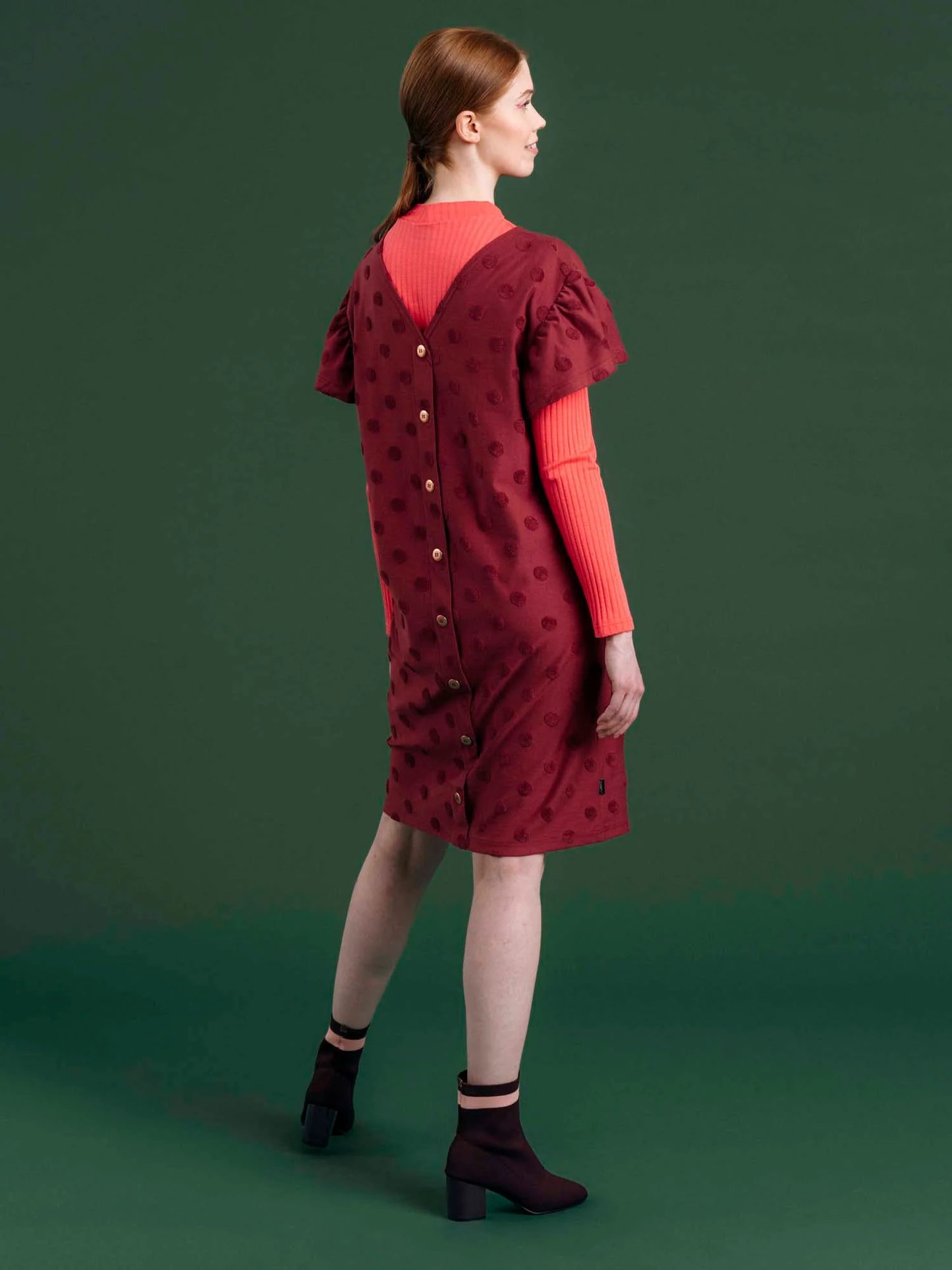 Arre Aida Dress Wine Red Big Dot