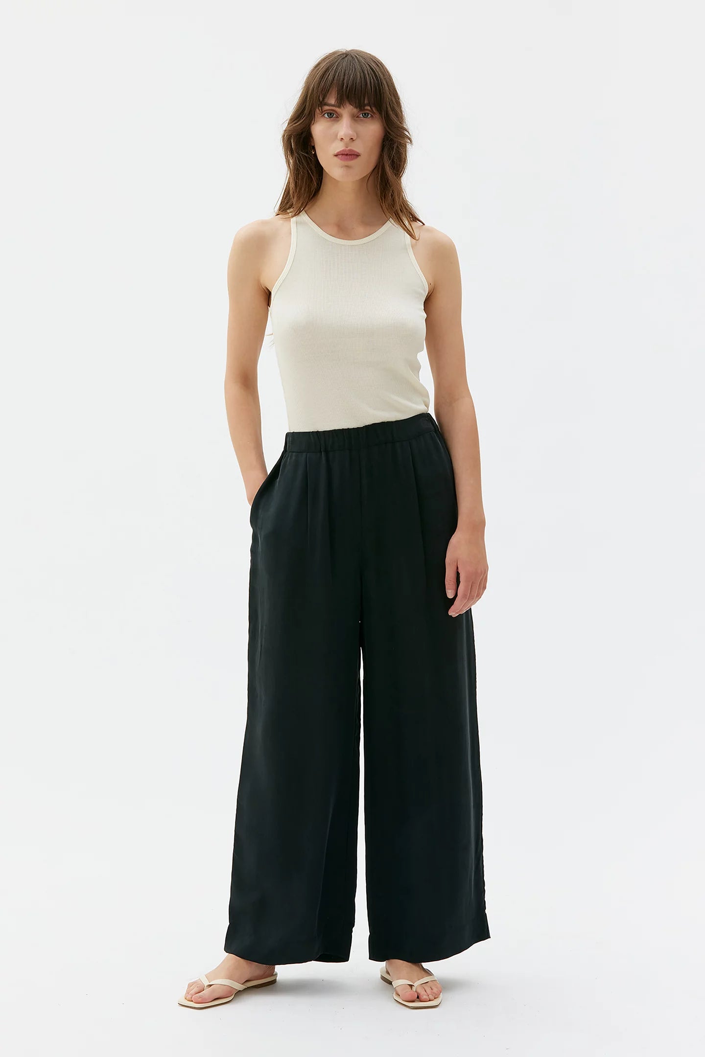 Maska Thea Flowy Tencel Pants - Black 