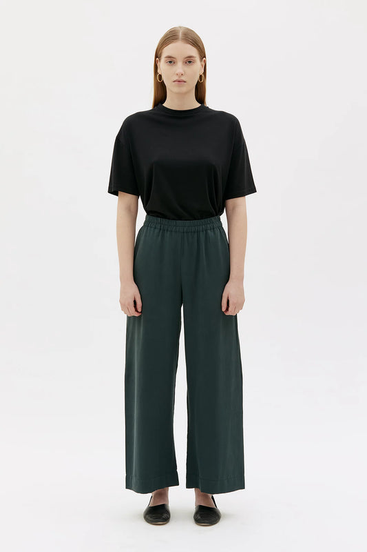 Maska Thea Flowy Tencel Pants - Dark Bottle Green