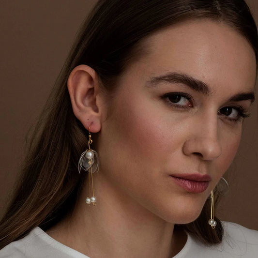 Upcycle with Jing - Clear Lily Double-Drop Earrings