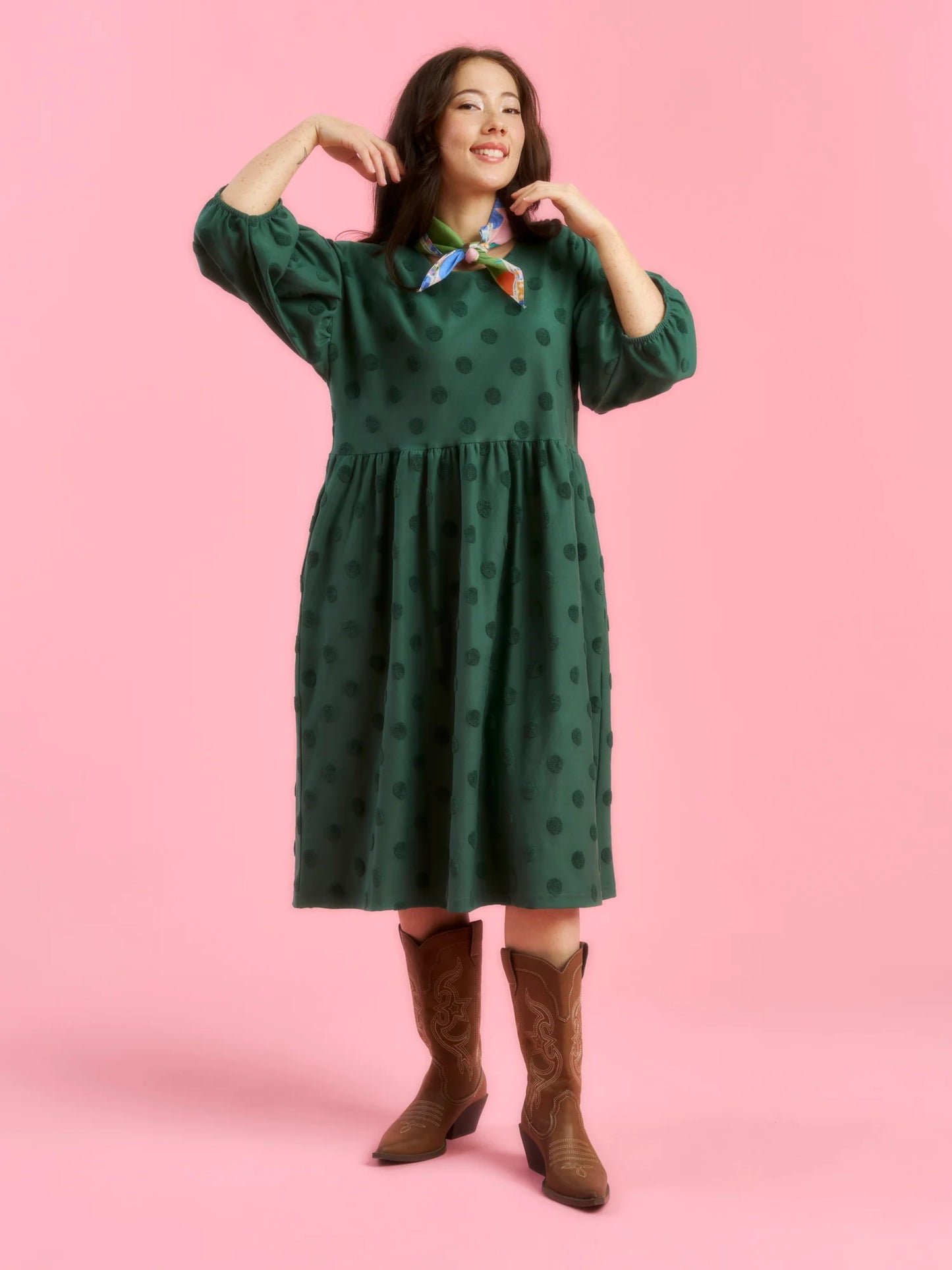 Aarre Elena Dress Soft Green Big Dot 