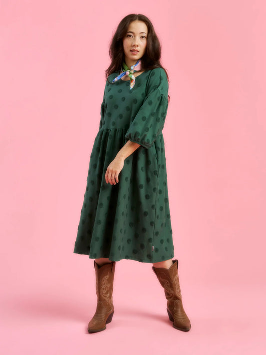 Aarre Elena Dress Soft Green Big Dot 