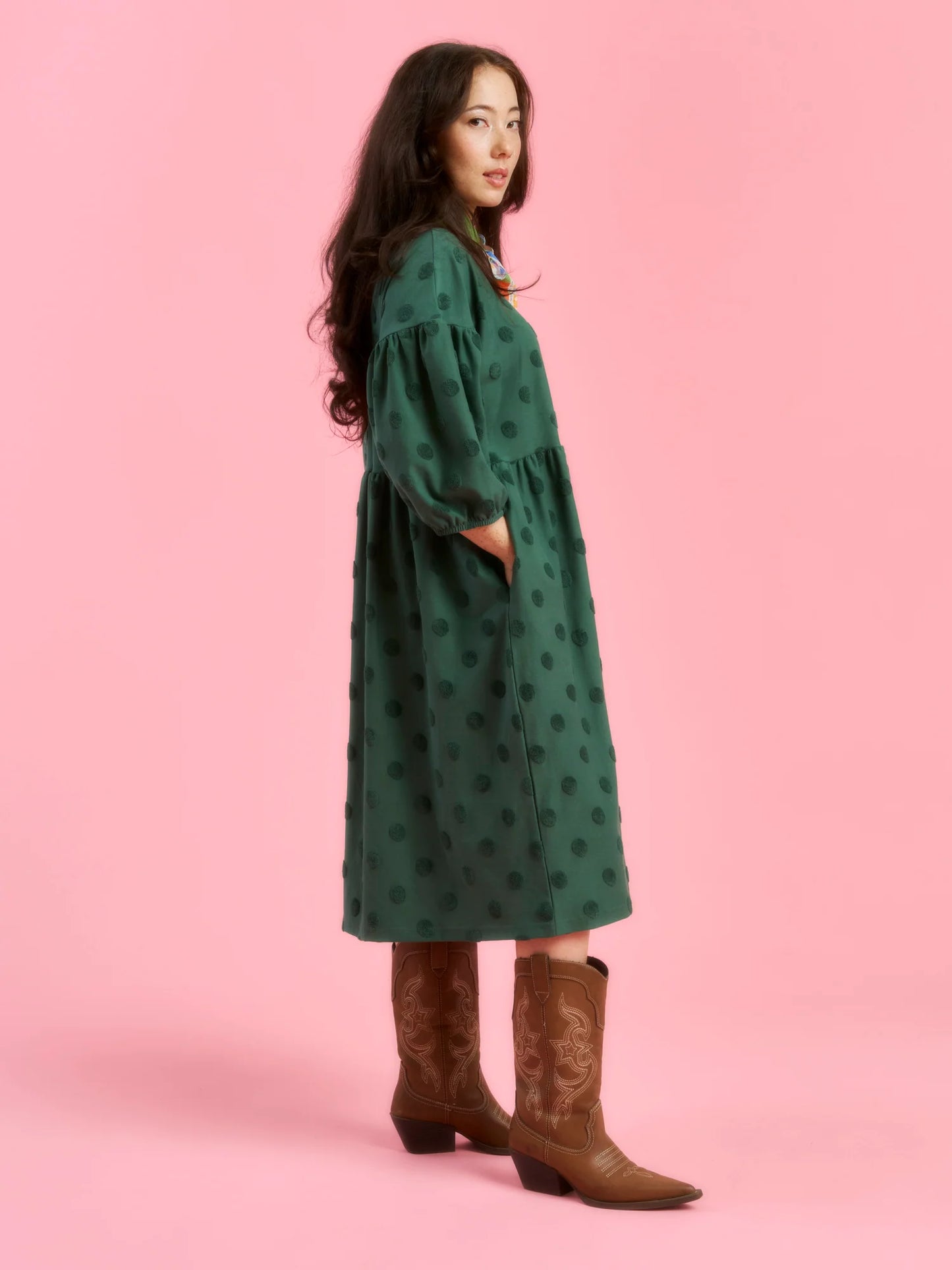 Aarre Elena Dress Soft Green Big Dot 