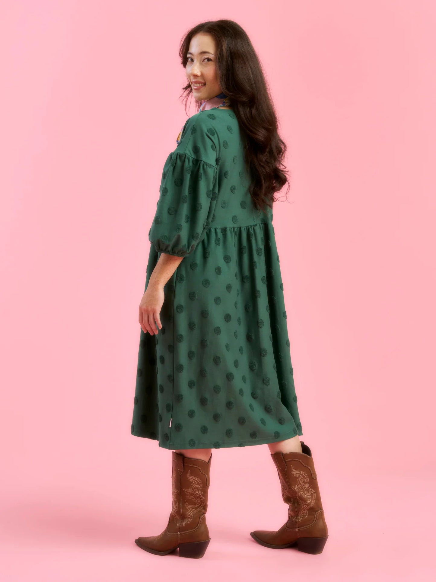 Aarre Elena Dress Soft Green Big Dot 
