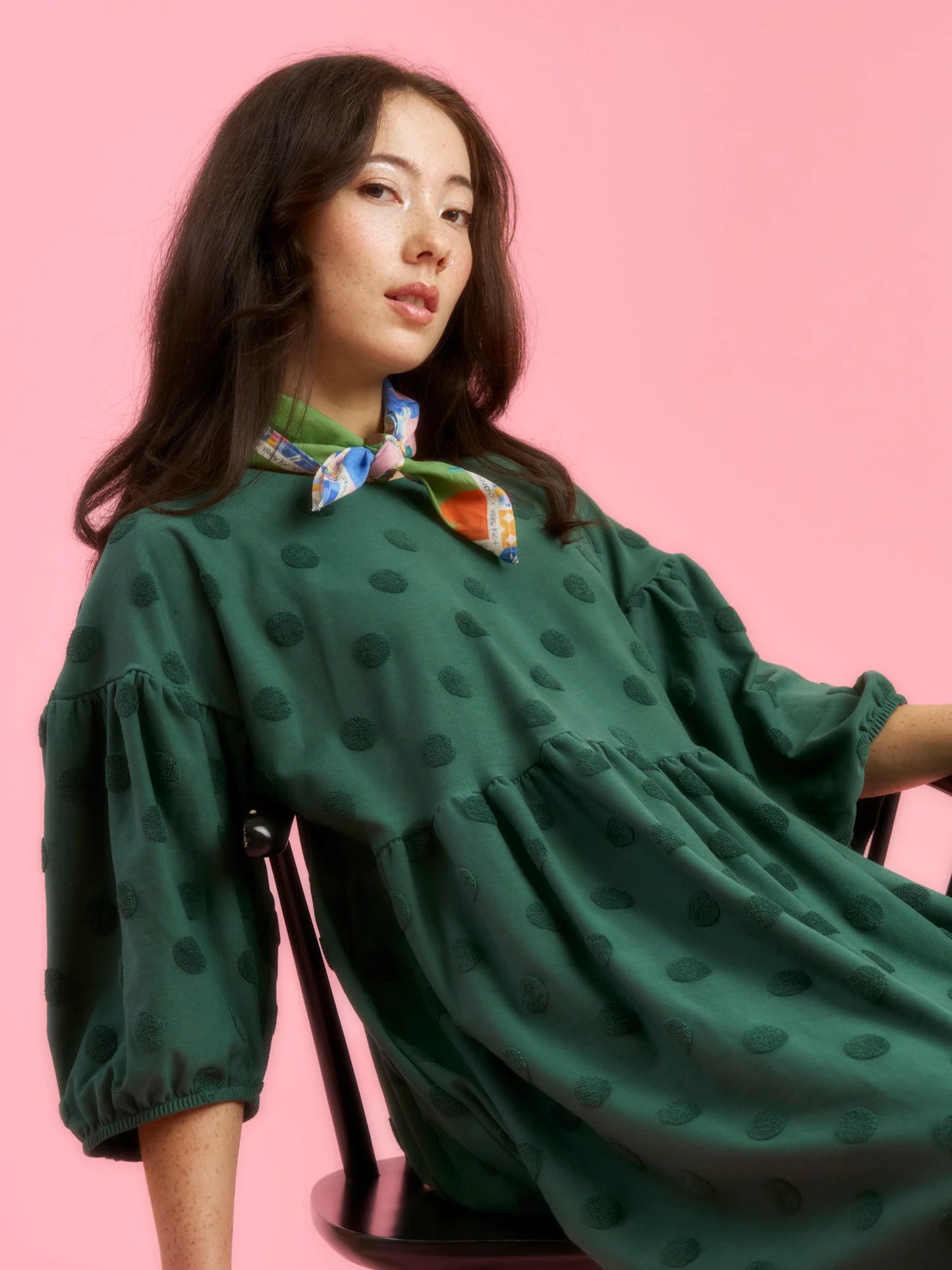 Aarre Elena Dress Soft Green Big Dot 