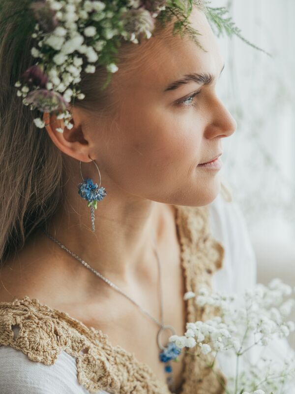 Daughter Of The North Forget-Me-Not Hoop Earrings