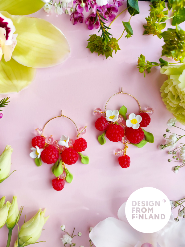 Daughter of the North Raspberry Orchard Hoop Earrings