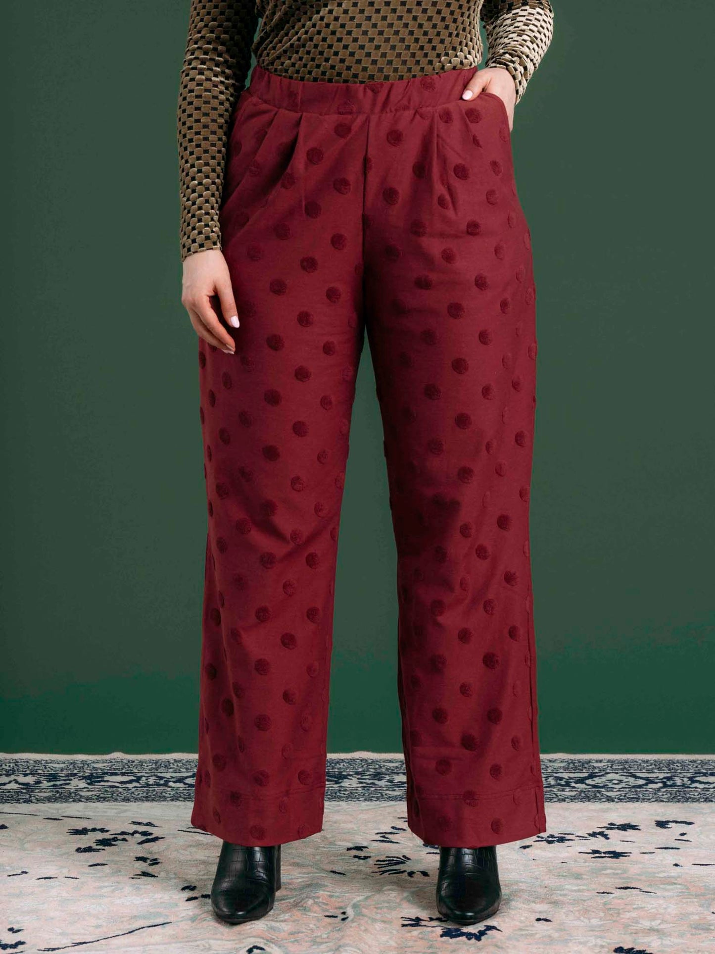 Aarre Jill Pants Wine Red Big Dot