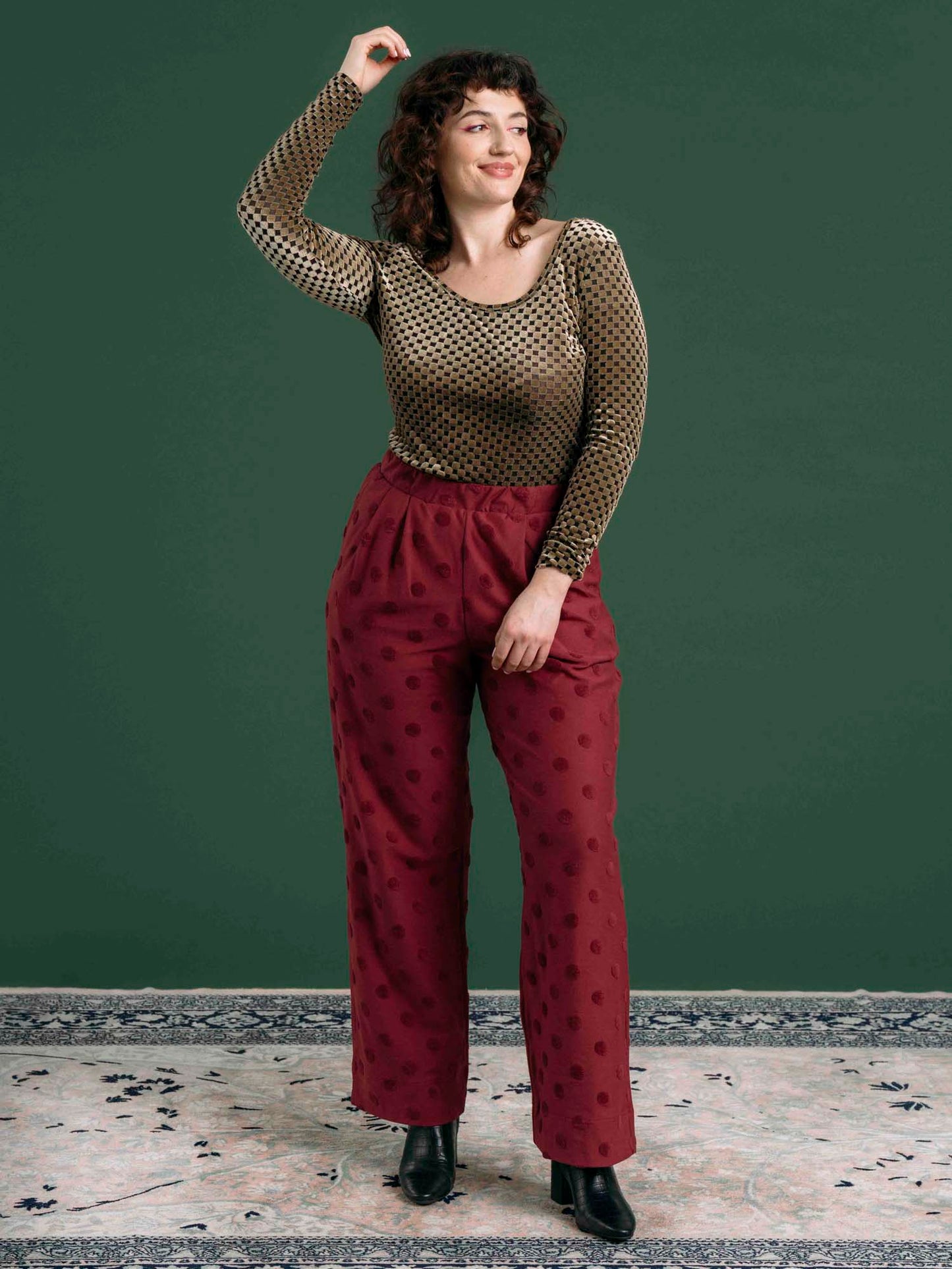 Aarre Jill Pants Wine Red Big Dot